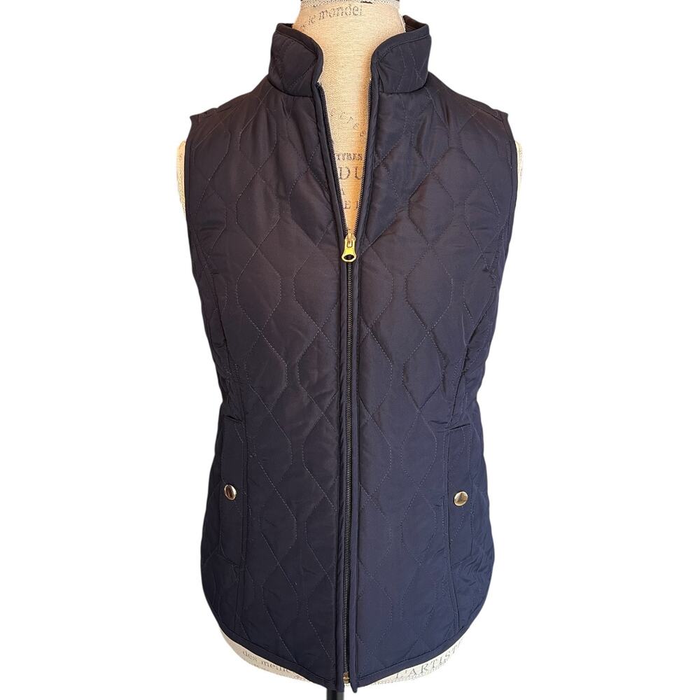 Croft & Barrow Navy Quilted Puffer Vest Women’s Petite XS Zip Front Lightweight